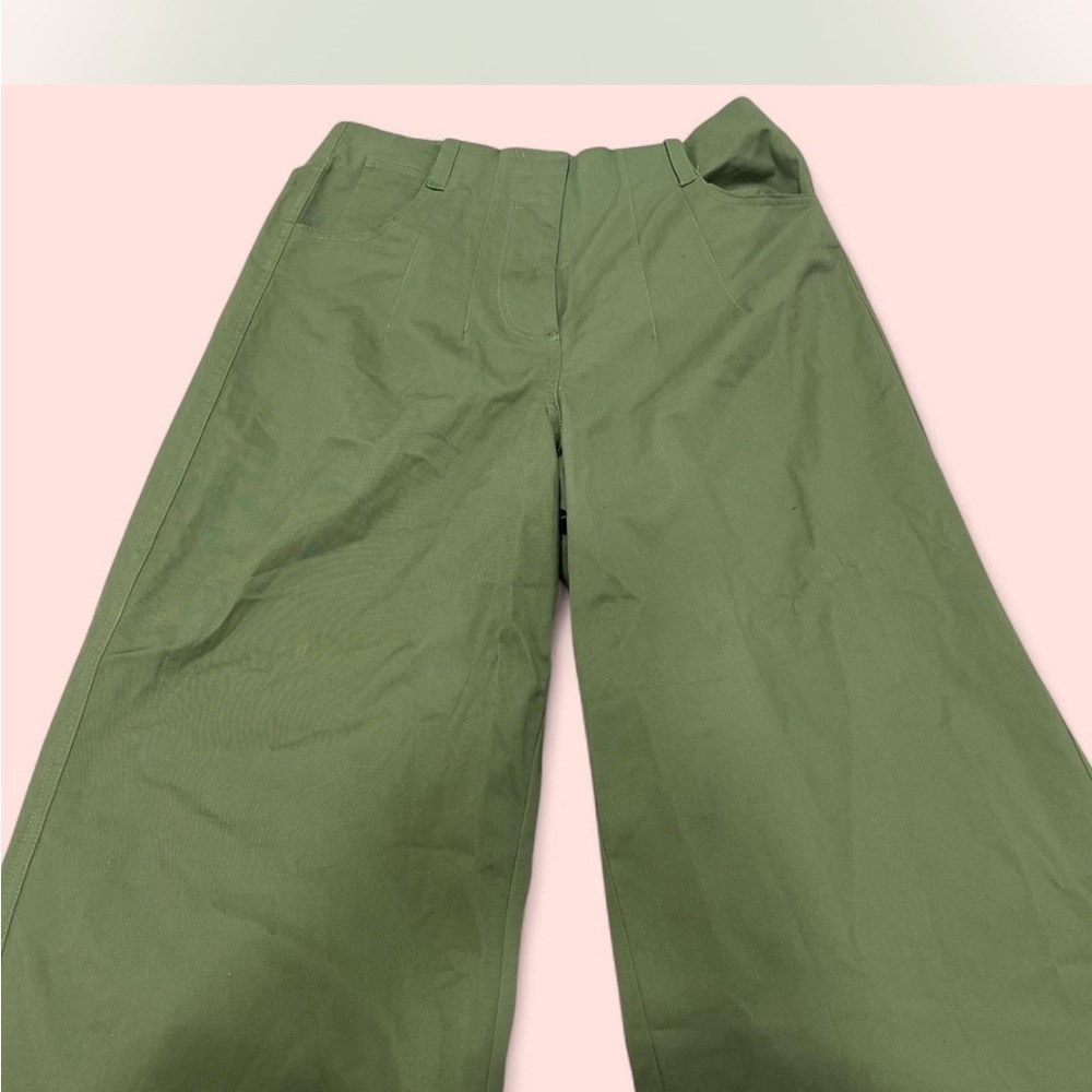 STAUD Olive Green Wide-Leg Pants